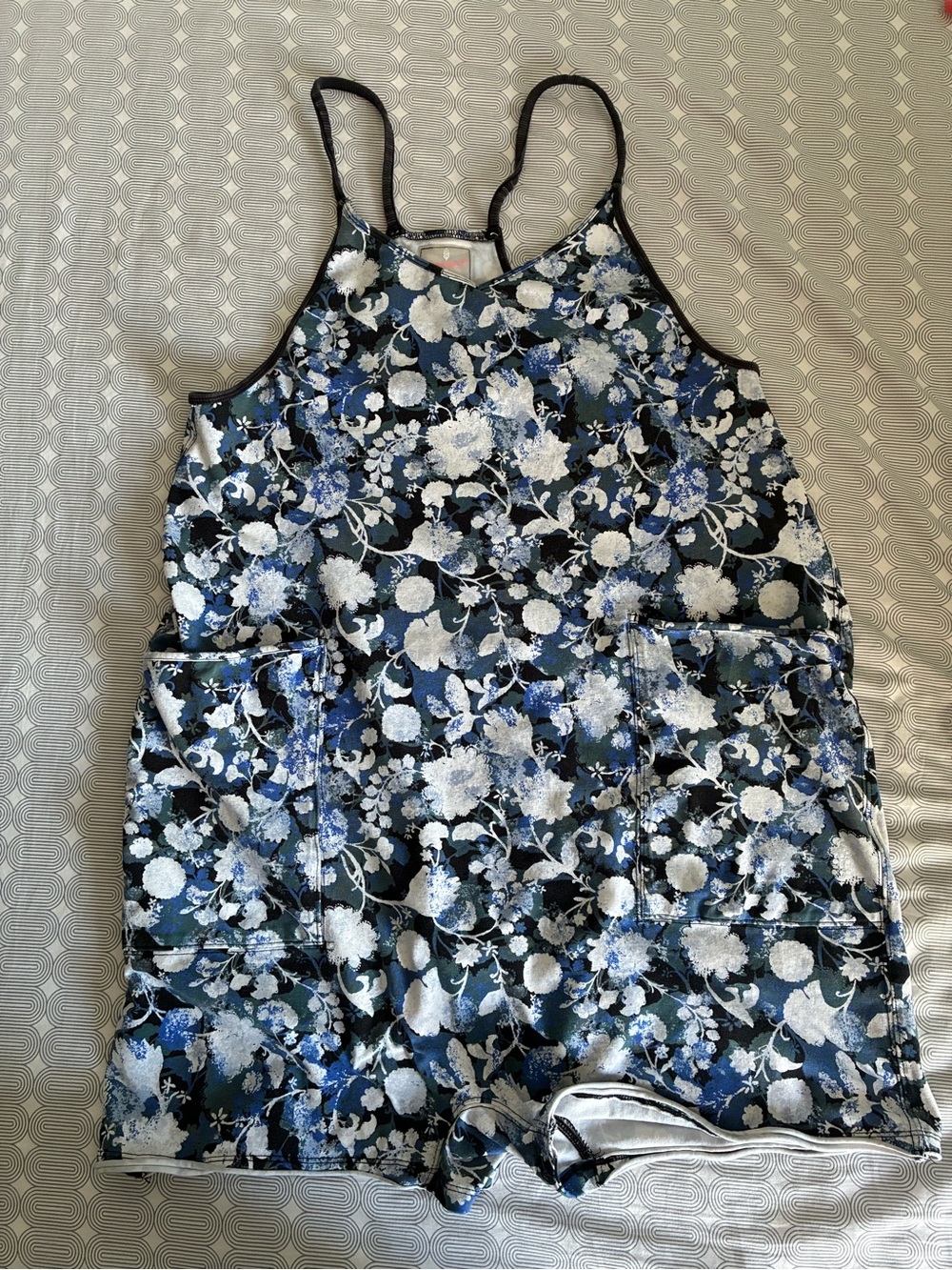 Free People Blue Black Floral Romper